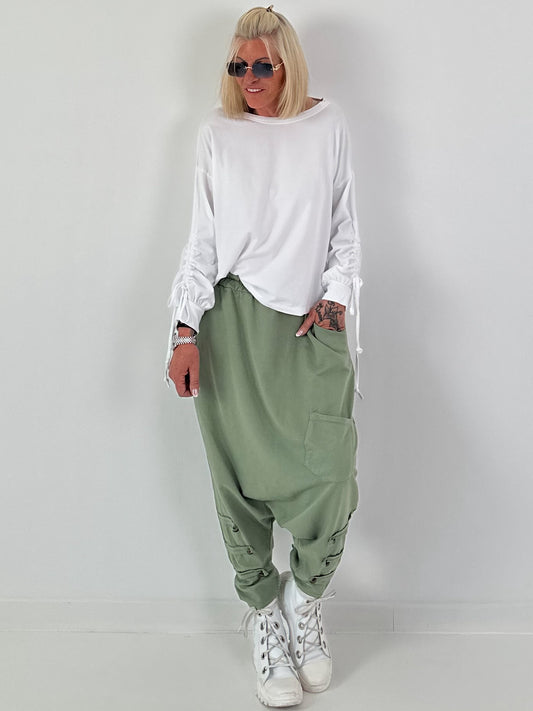 Shirt mit Raff-Details - weiss