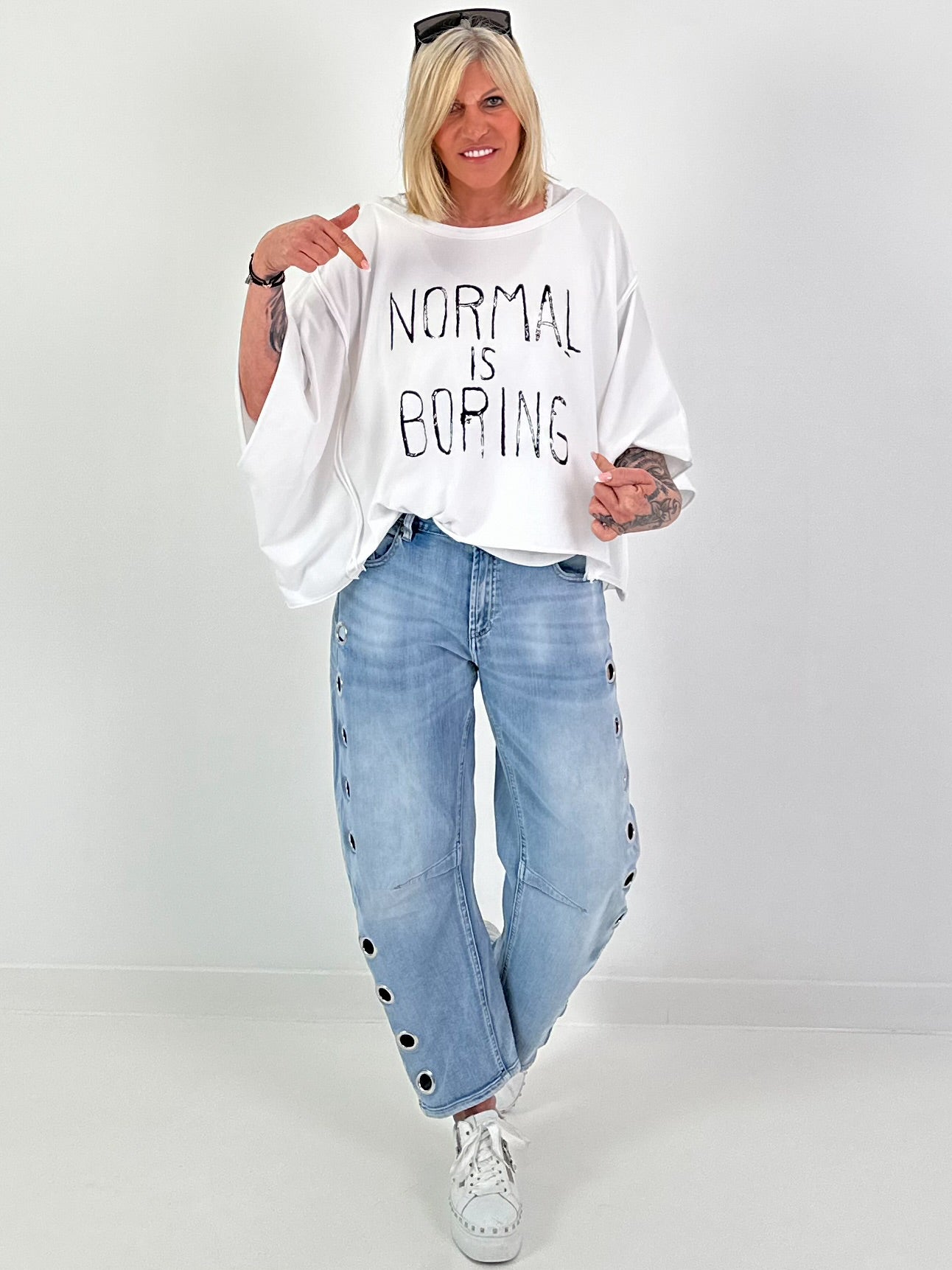 Oversized Shirt Normal is Boring - white