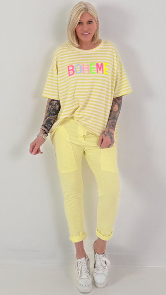 T-Shirt Boheme - gelb-weiss