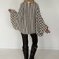 Pullover in Streifen-Look mit Fledermausärmeln   - ecru-chocolate