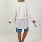 Bomberjacke mit gerafftem Arm - weiss