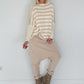 Strickpullover mit Streifen und Stulpenärmeln - creme-taupe