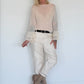 Mesh Shirt mit Punkten und Volantärmeln - beige