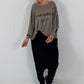 Oversized Strick Shirt mit Statement Print - taupe