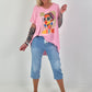 Oversized Shirt with Front Print - Pink