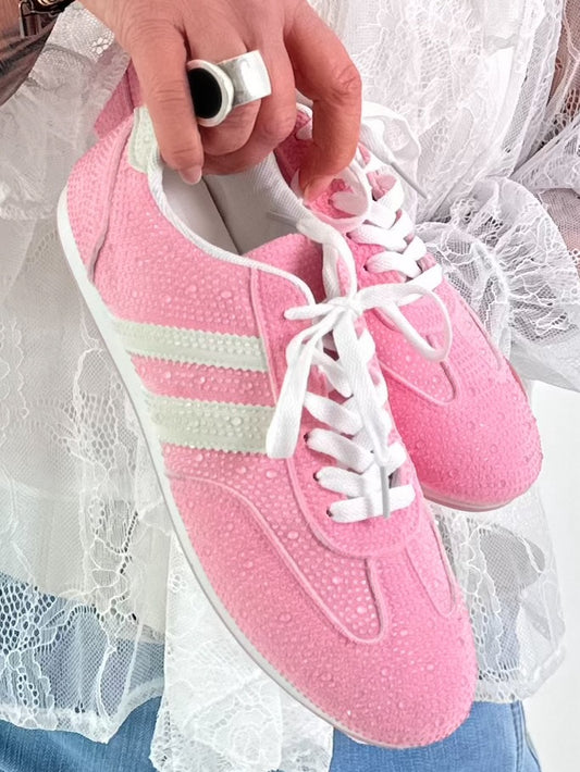 Sneaker mit Steinchen - rosa