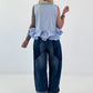 Sleeveless blouse with ruffles - light blue