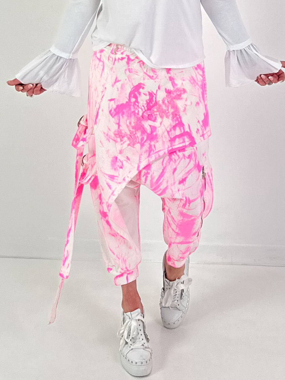 Batik-Baggy Amour - weiss-neonpink