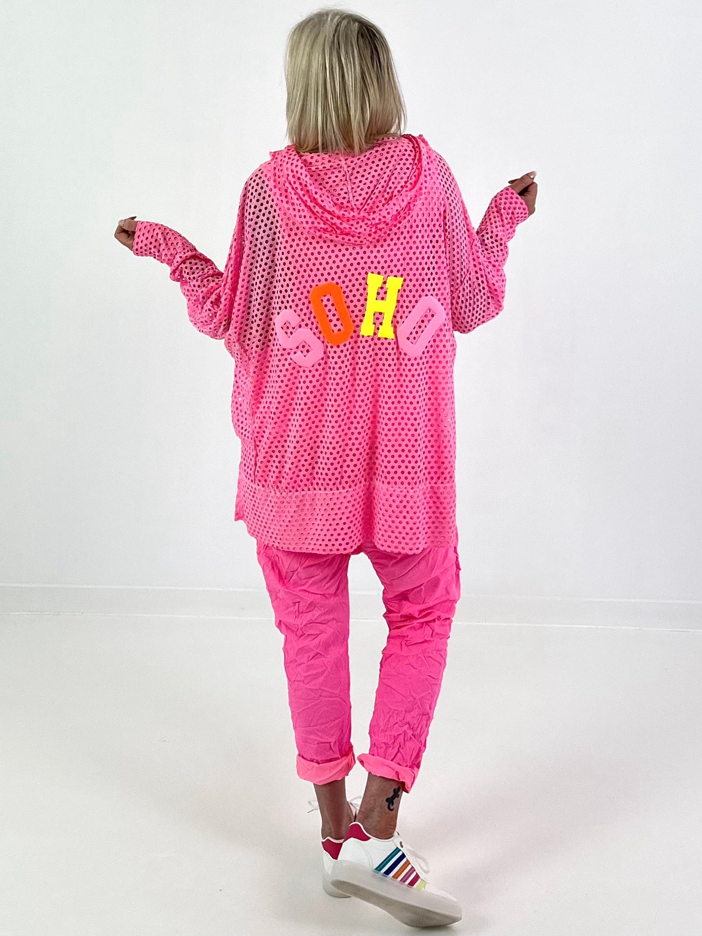 Oversized Mesh Hoodie Soho - neon pink