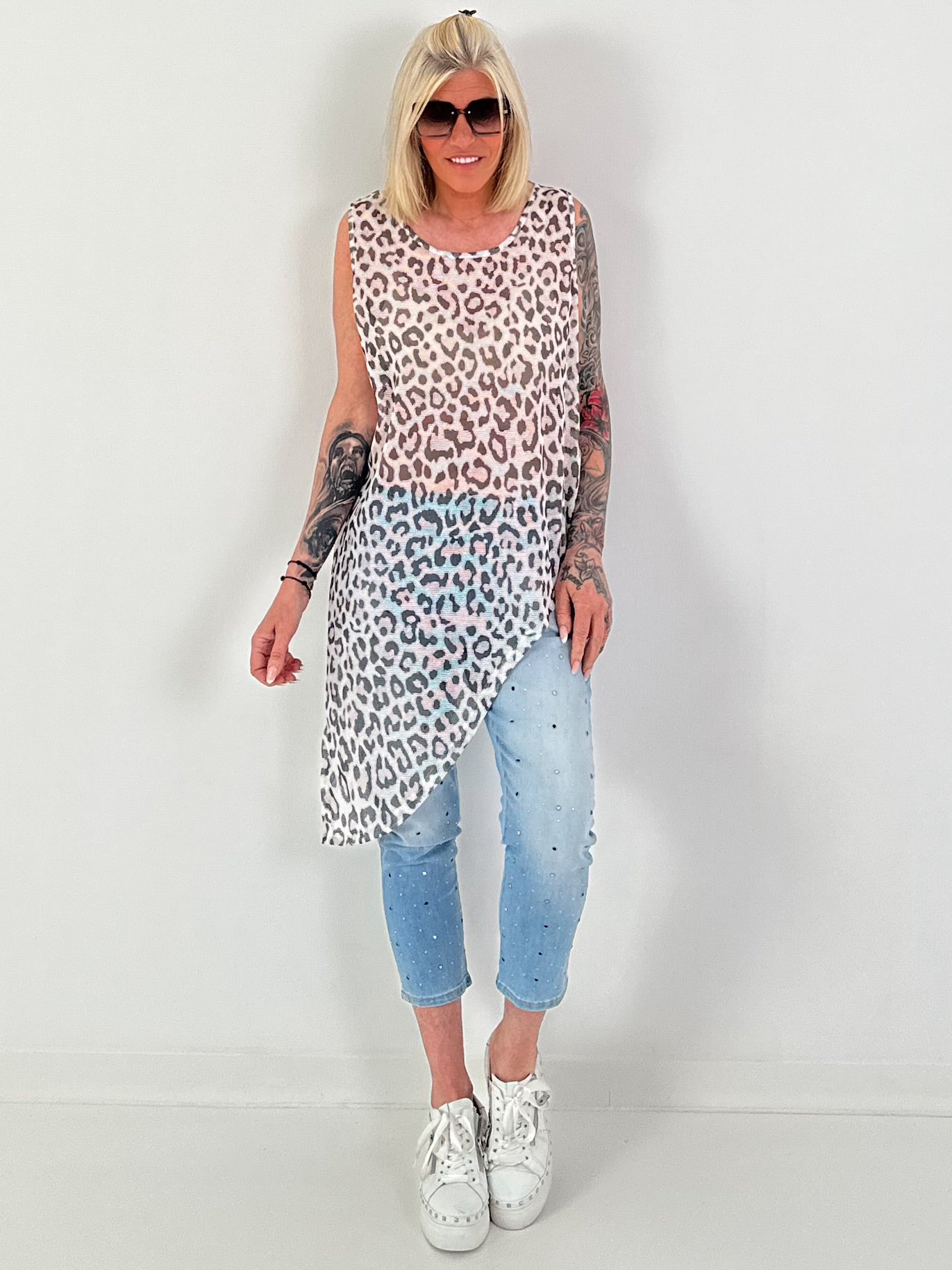 Net Top Leo Asymmetrical - Pink