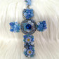Kette mit Kreuz Anhänger - hellblau-mehrfarbig