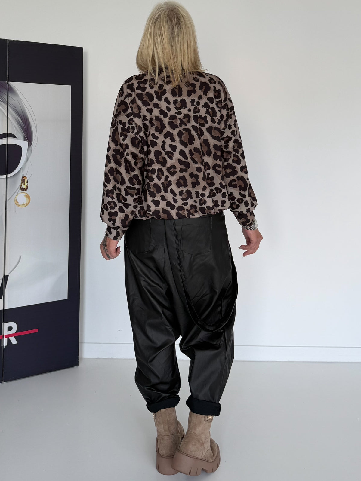 Ballonsweater im All Over Leo-Look - beige-leo-mehrfarbig