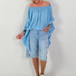 Tunic with side ruffles - light blue