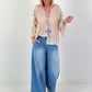Bluse mit floralen Häkeleinsätzen - beige