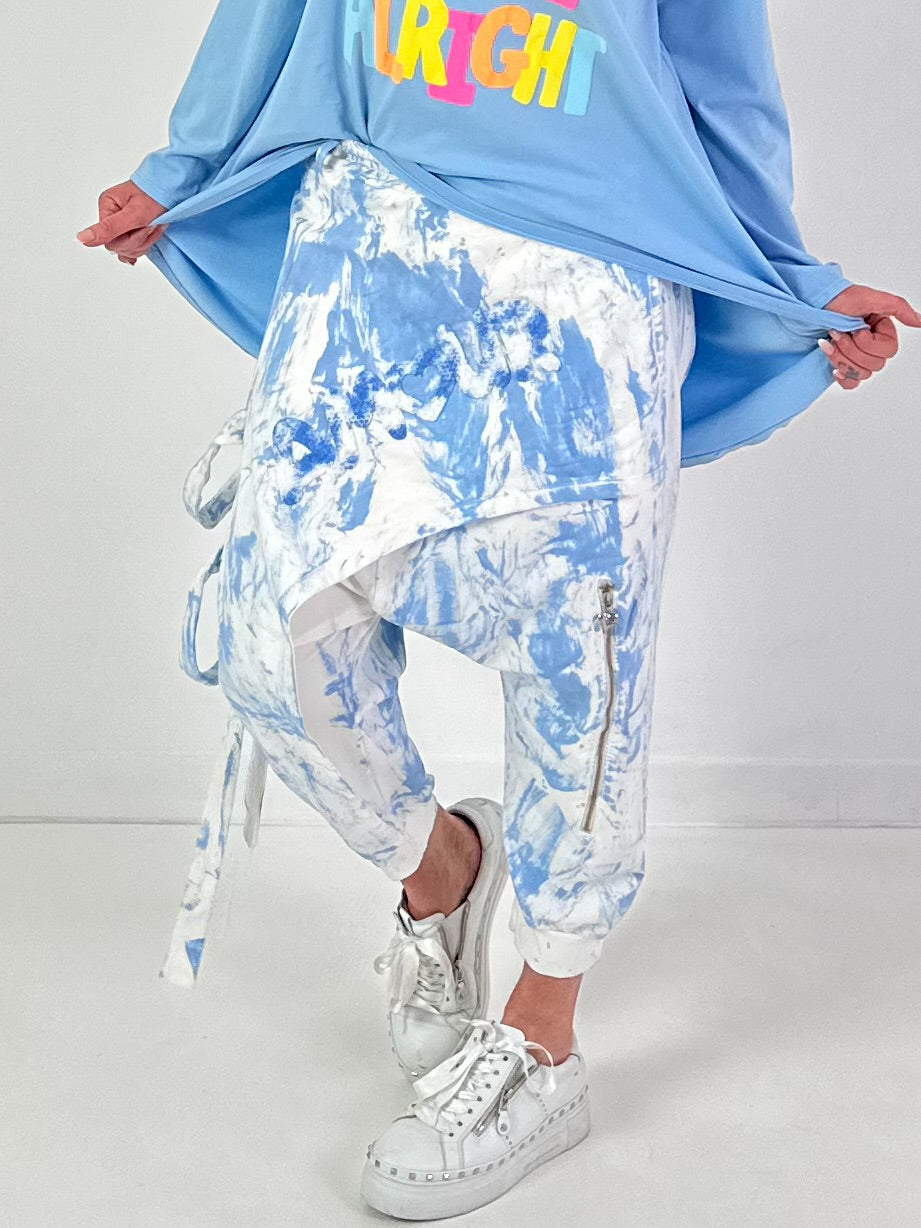 Batik-Baggy Amour - weiss-blau