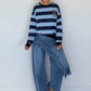 Sweater mit Blockstreifen More Amor - hellblau-marine