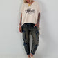 T-Shirt mit Strassdetail - beige