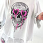 Oversized Shirt mit Cut Outs und Skull - weiss