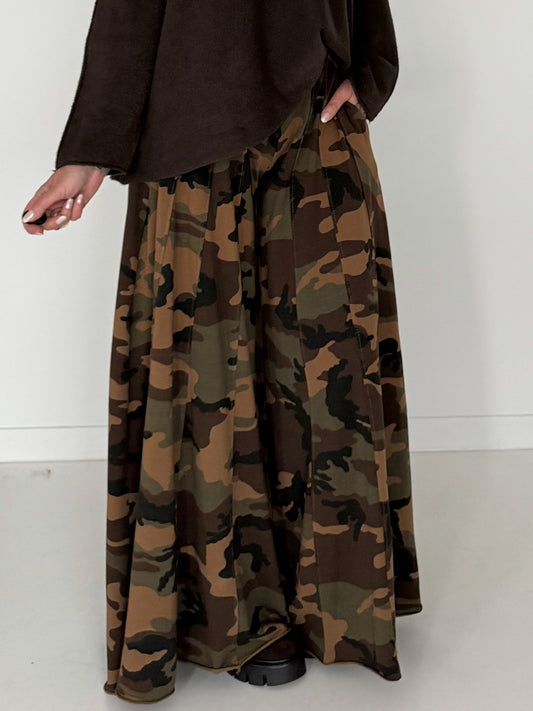 Palazzo-Sweathose in Camouflage-Look - mokka-mehrfarbig