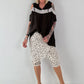 Leinen Shirt mit Pailletten und Cold Shoulder - schoko