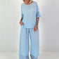 Linen shirt with short sleeves - light blue