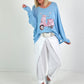 Oversized Pullover Vespa - hellblau
