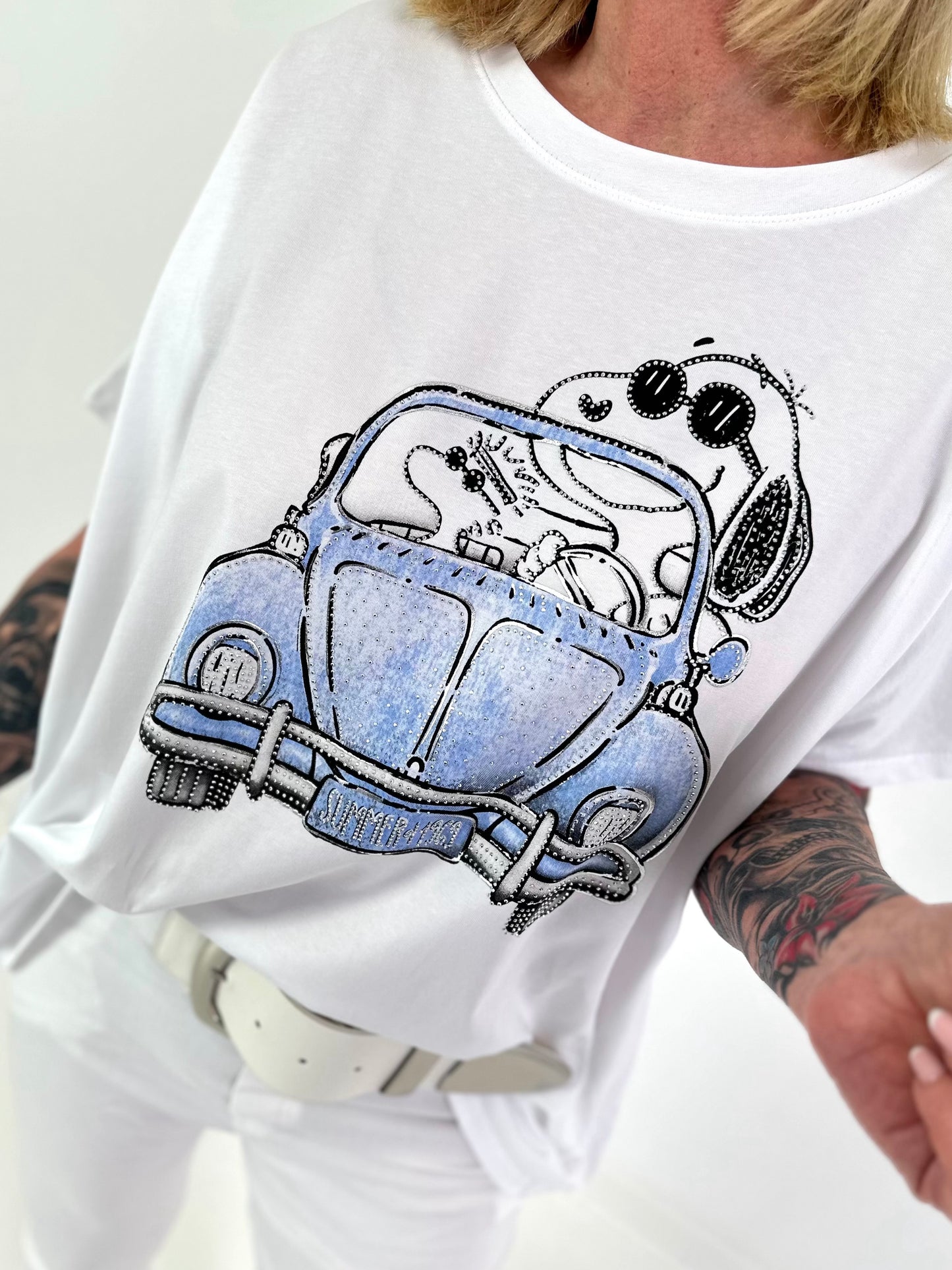 T-Shirt Car - white-light blue