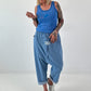Ripp Tank Top  stone washed - royalblau