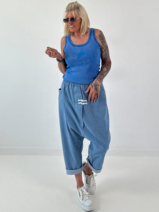 Ribbed Tank Top stonewashed - royal blue