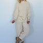 Weicher Grobstrickpullover mit Stehkragen - beige