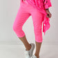 Capri Hose mit Bindeband - neonpink
