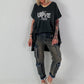 T-Shirt mit Strassdetail - anthrazit