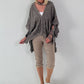 Leinen Poncho Jacke - taupe
