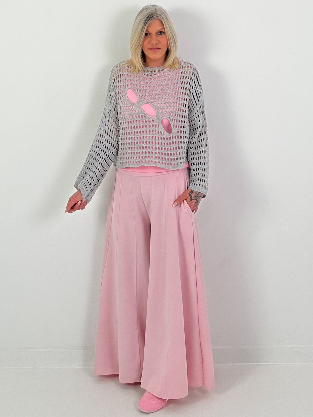 Gehaakte trui - grijs