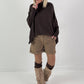 Leather-look shorts, model "Velvet Shine" - taupe