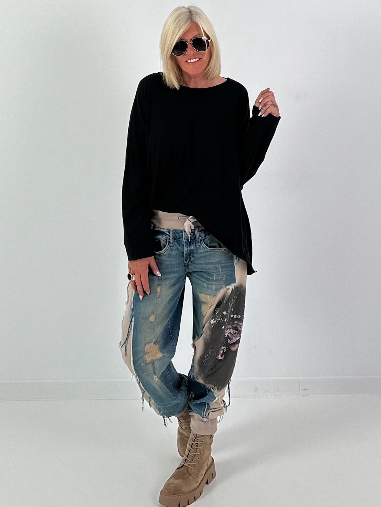 Jogg-Jeans im used Look Panther&Cross - denim