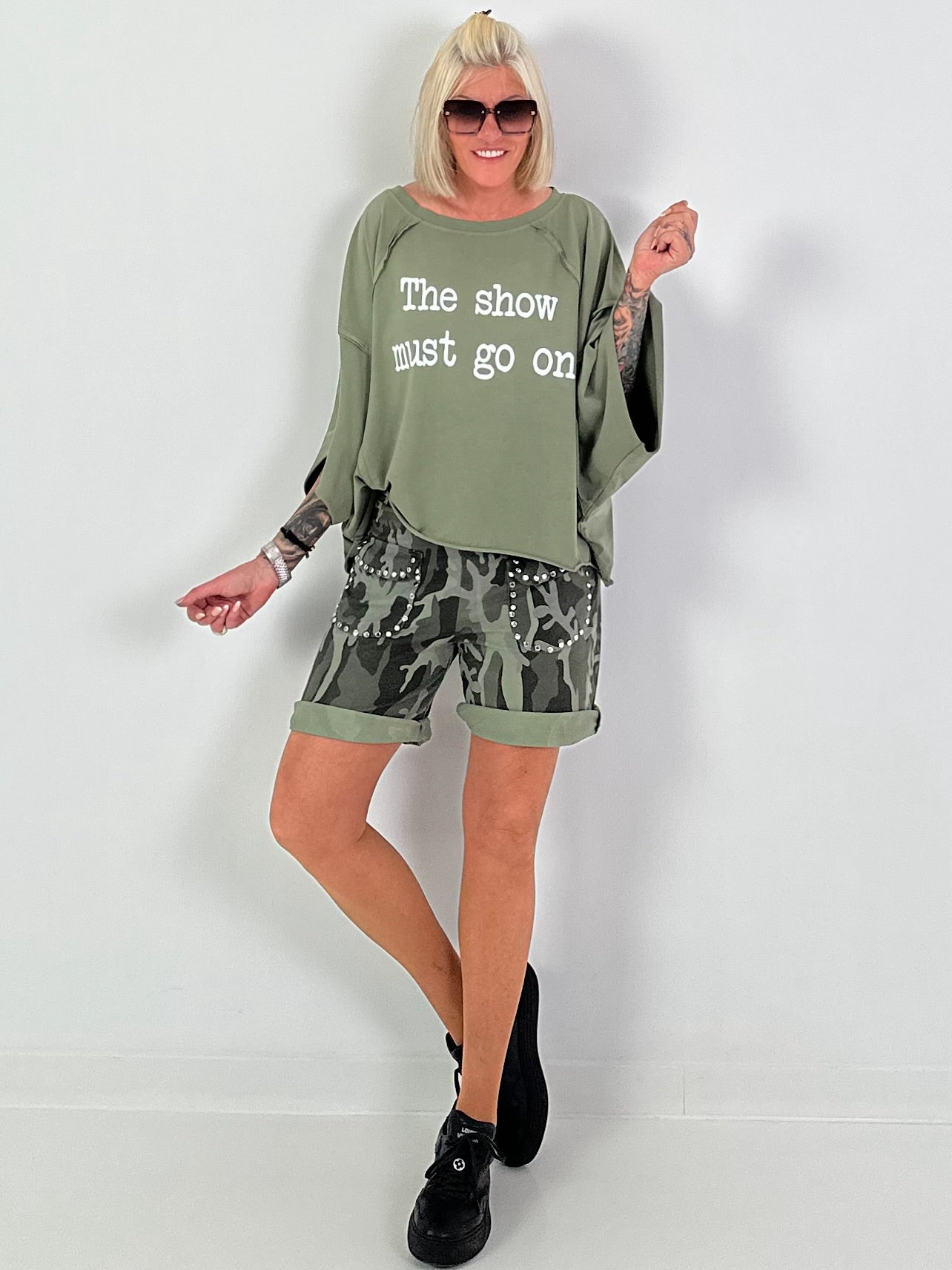 Oversized Shirt Show Must Go On - khaki