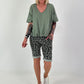 T-Shirt  mit gerafftem Saum - khaki