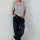 Lightweight sweater with half sleeves - light grey