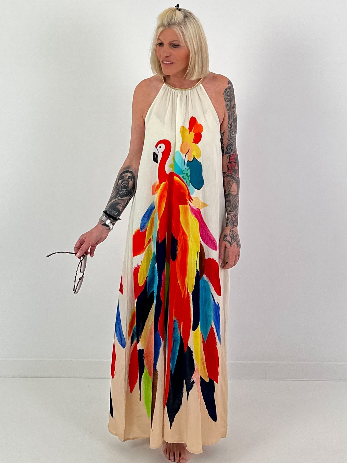 Printed ombré dress - beige multi-colored