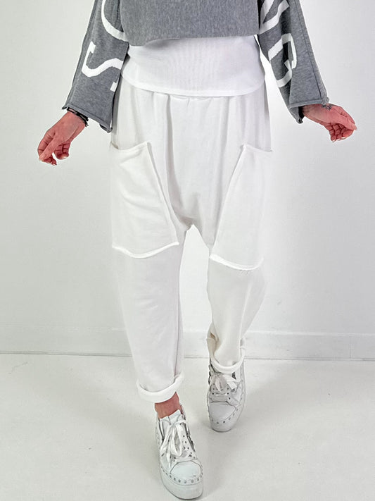 Baggy Hose Modell "Big Pocket" - weiss