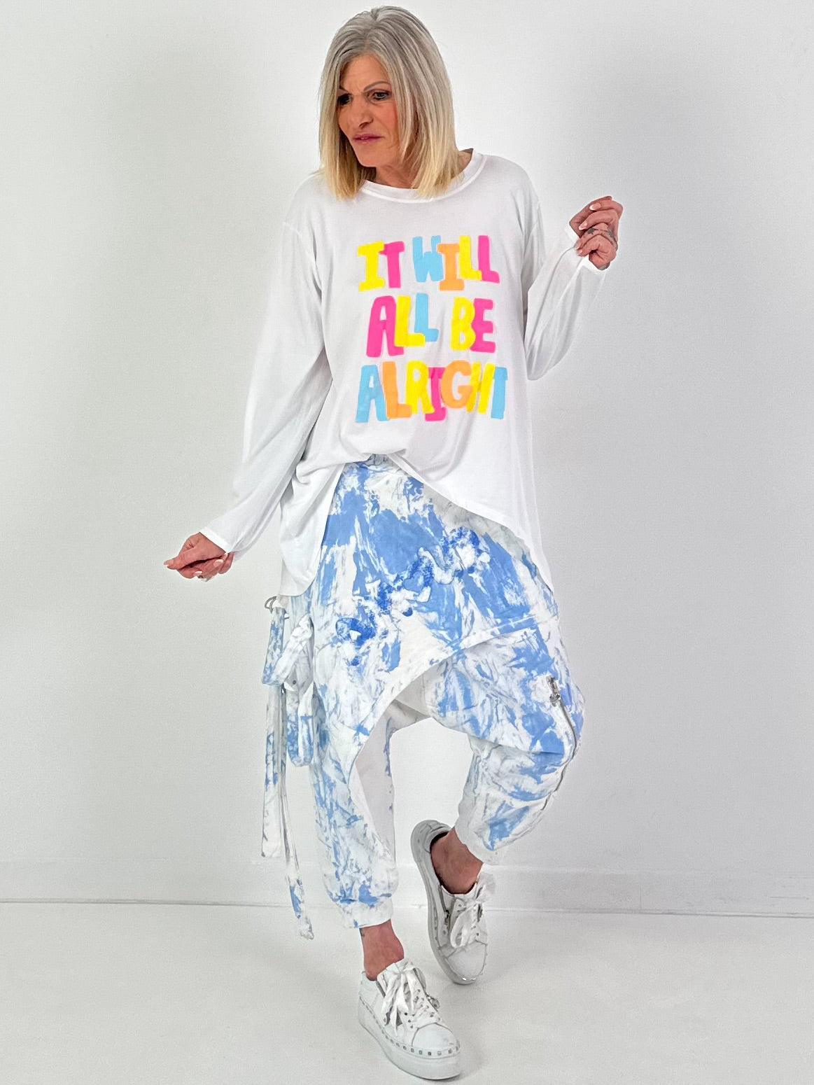 Batik-Baggy Amour - weiss-blau