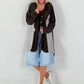Oversized Linen Military Blazer - Chocolate