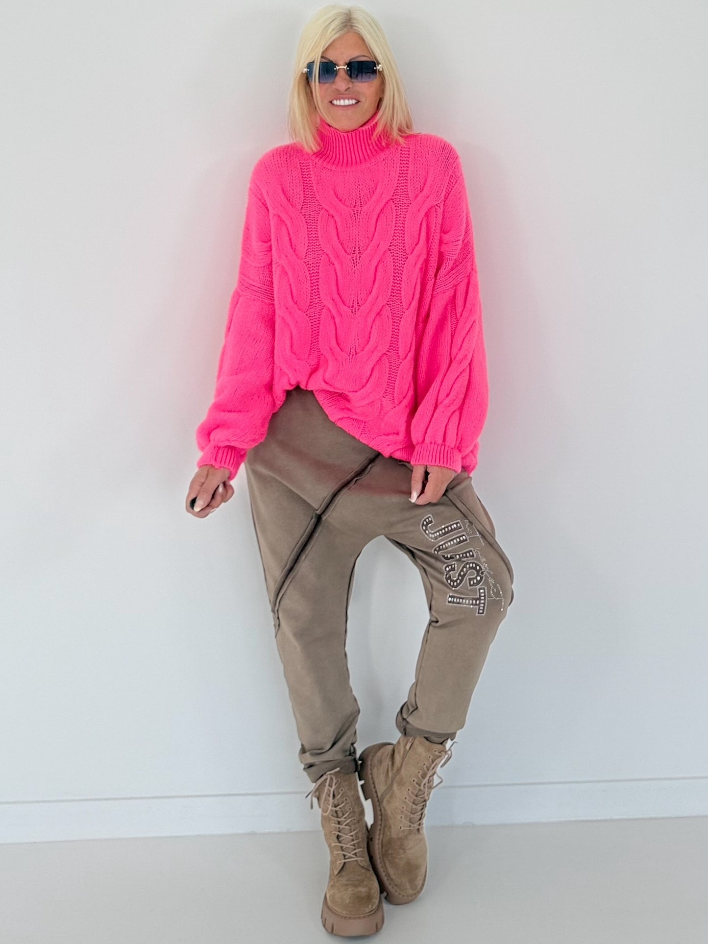 Sweat Baggy mit Strassapplikation - schoko
