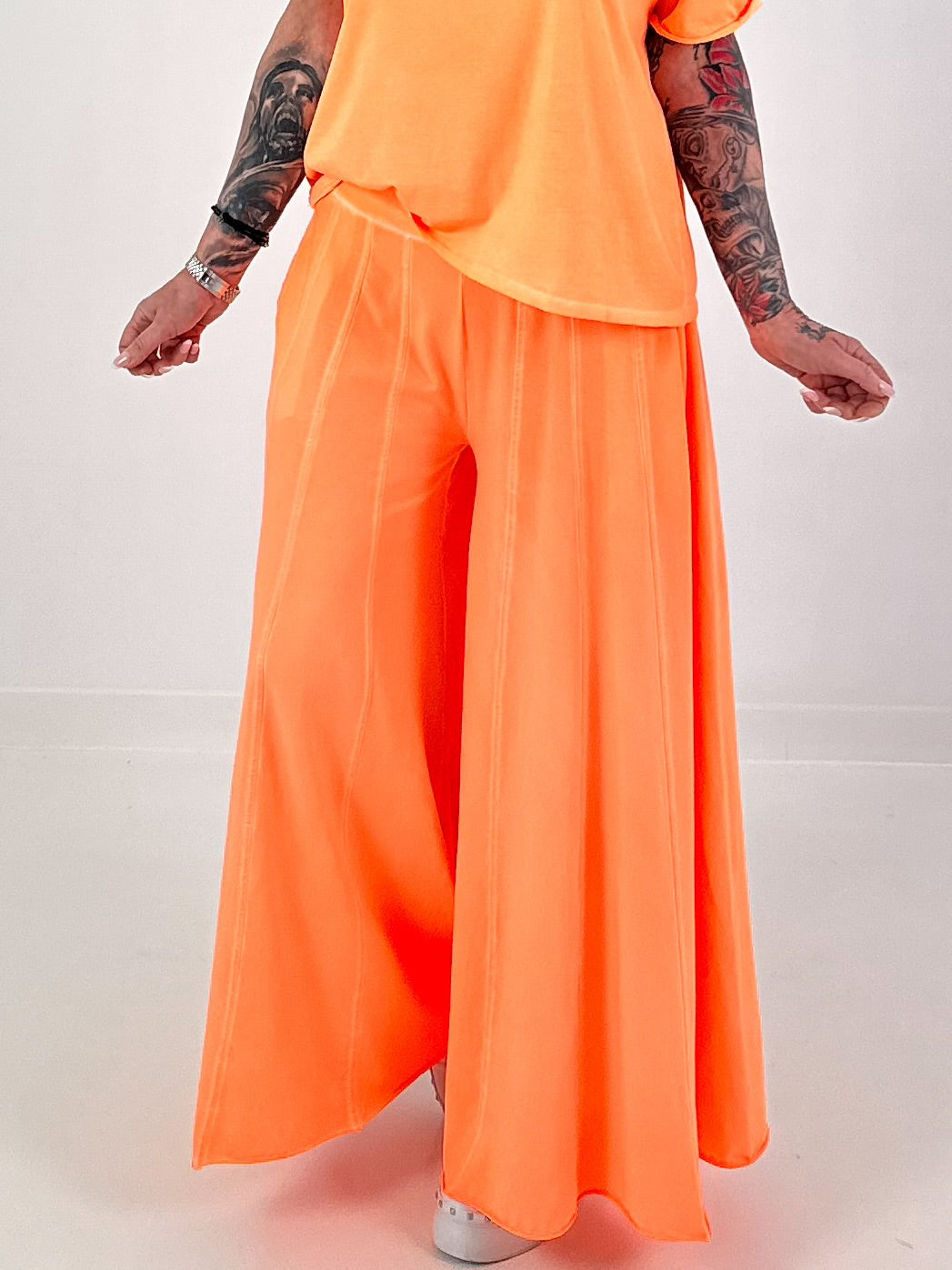 Sweat Palazzo Pants - neon orange
