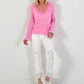Blouse met kanten ruches - roze