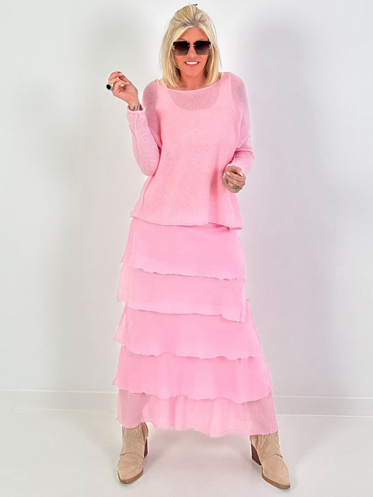 Lightweight knitted sweater - pink
