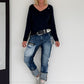 Basic Shirt mit V-Ausschnitt - marine