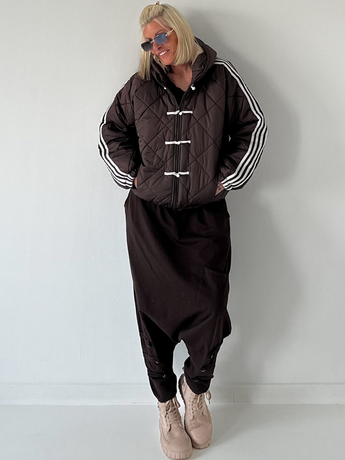 Bomberjacke mit Kapuze - mokka