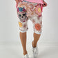 Kurze Baggy mit Skull-Print - mehrfarbig
